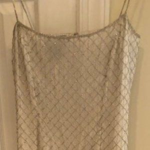 NEW Chaudry cream/gold beaded silk maxi dress